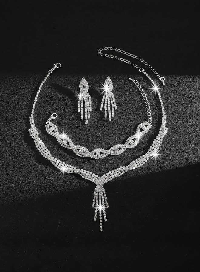 Take Two  3-Piece Embellished Tassel Necklace, Bracelet And Earrings Jewelry Set for Women | Best Price UAE
